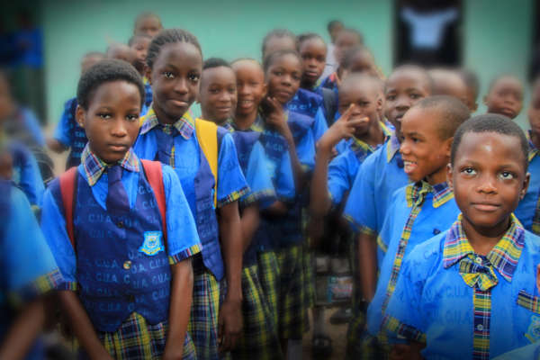 The scholl children on the playground.